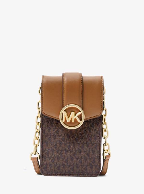 Damske Spojková Taška Michael Kors Carmen Small Logo Smartphone Hnede - Kabelky Michael Kors Outlet | FKNZQ-2905